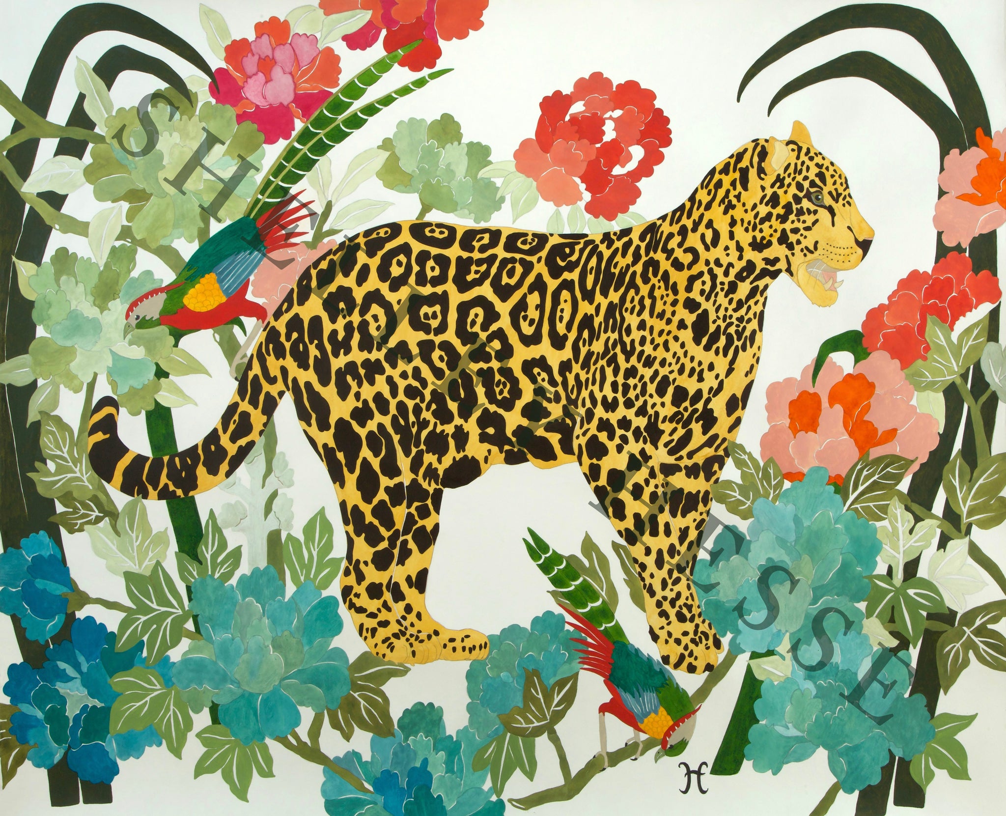 Leopard and Pheasants