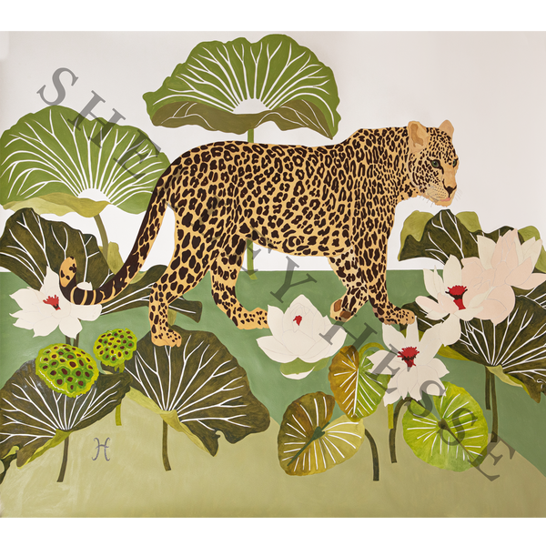 Leopard In Lily Pads